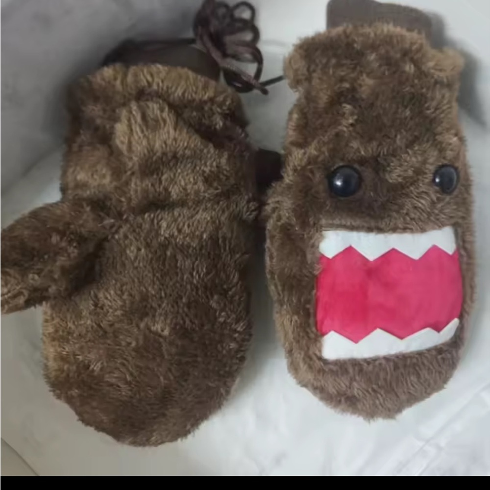 Brown Furry Monster Mittens